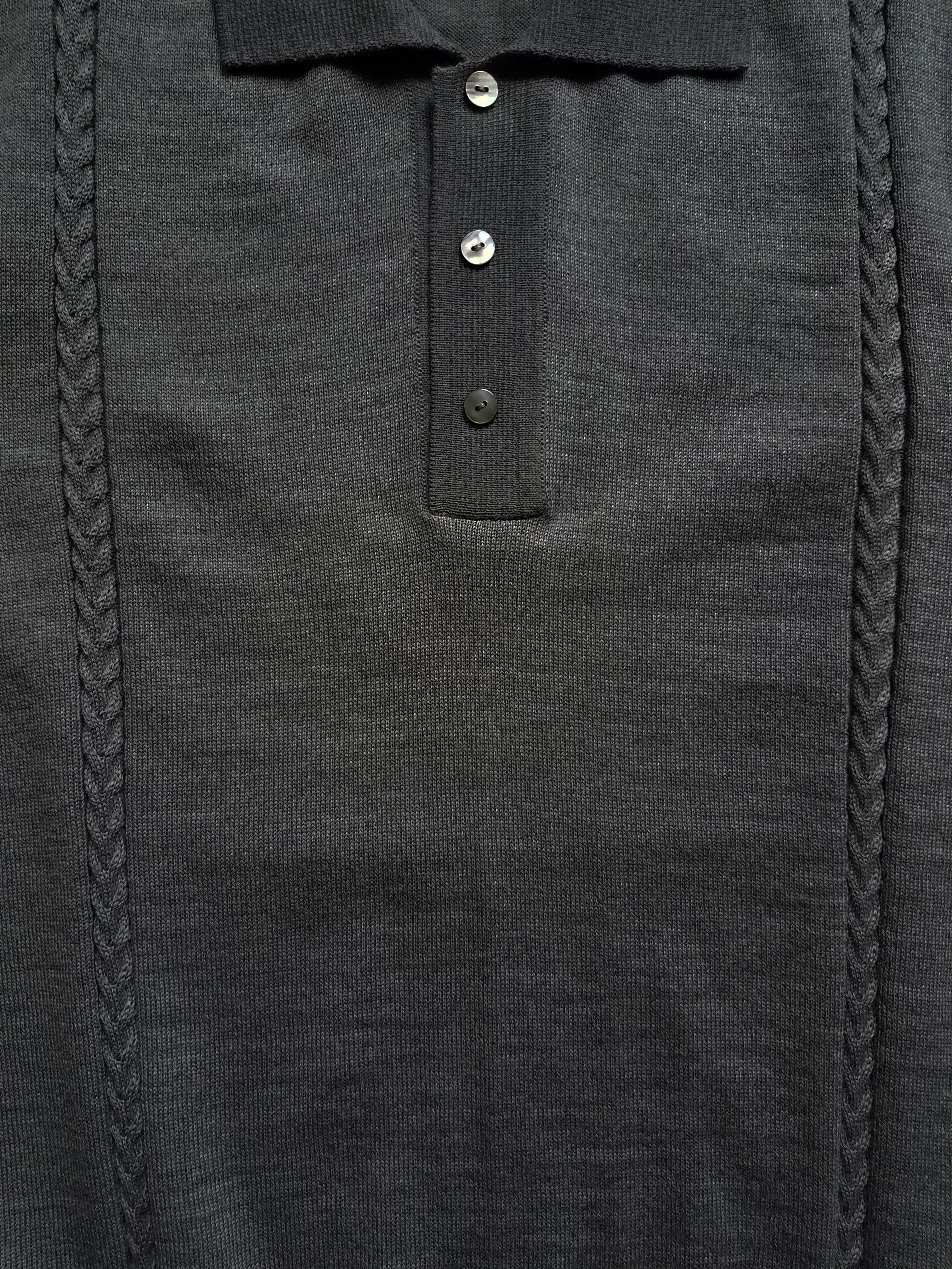 black cable knit polo