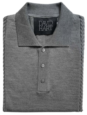 Grey Cable Knit Polo