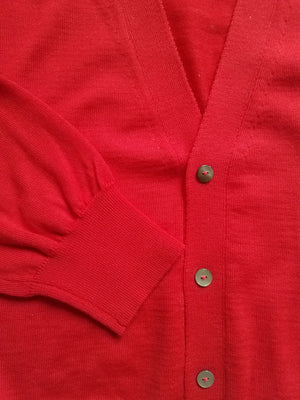 red cardigan