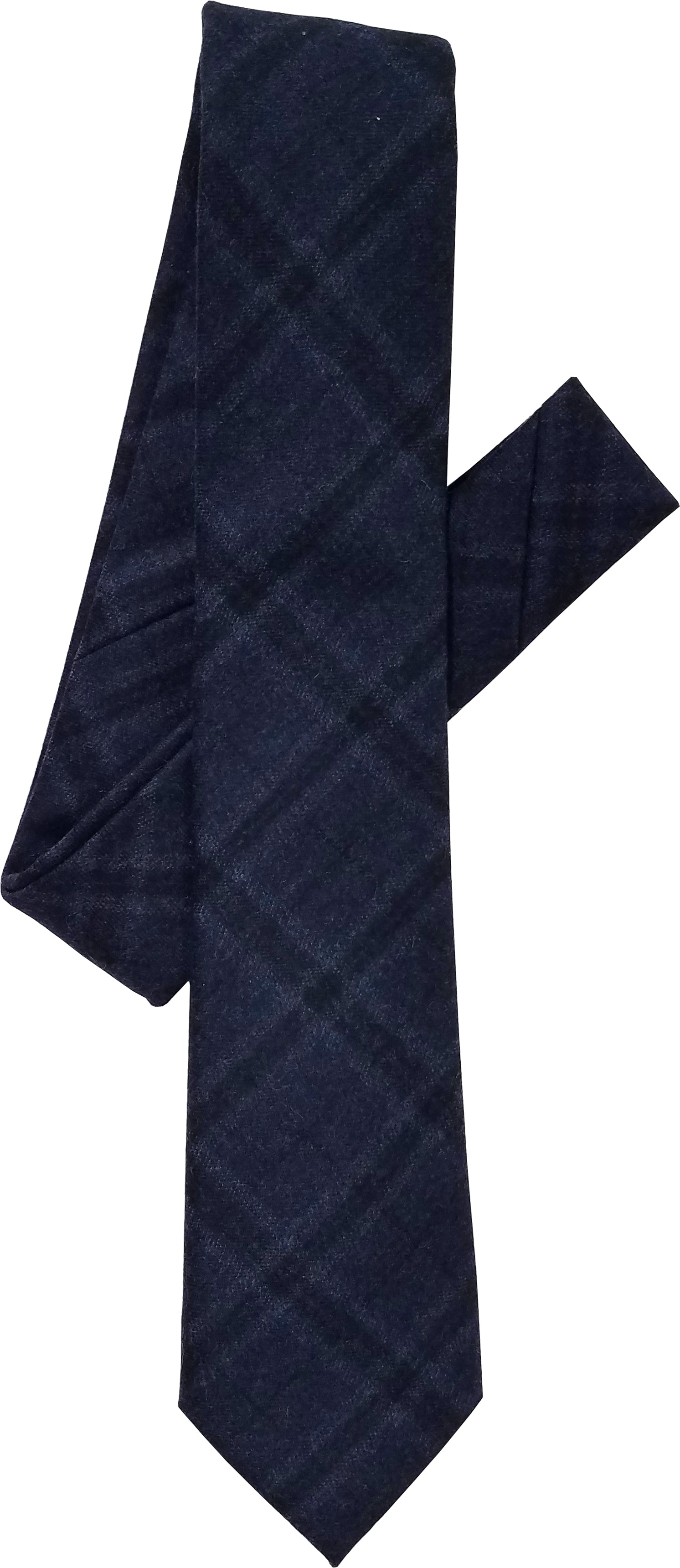 marine blue flannel plaid tie